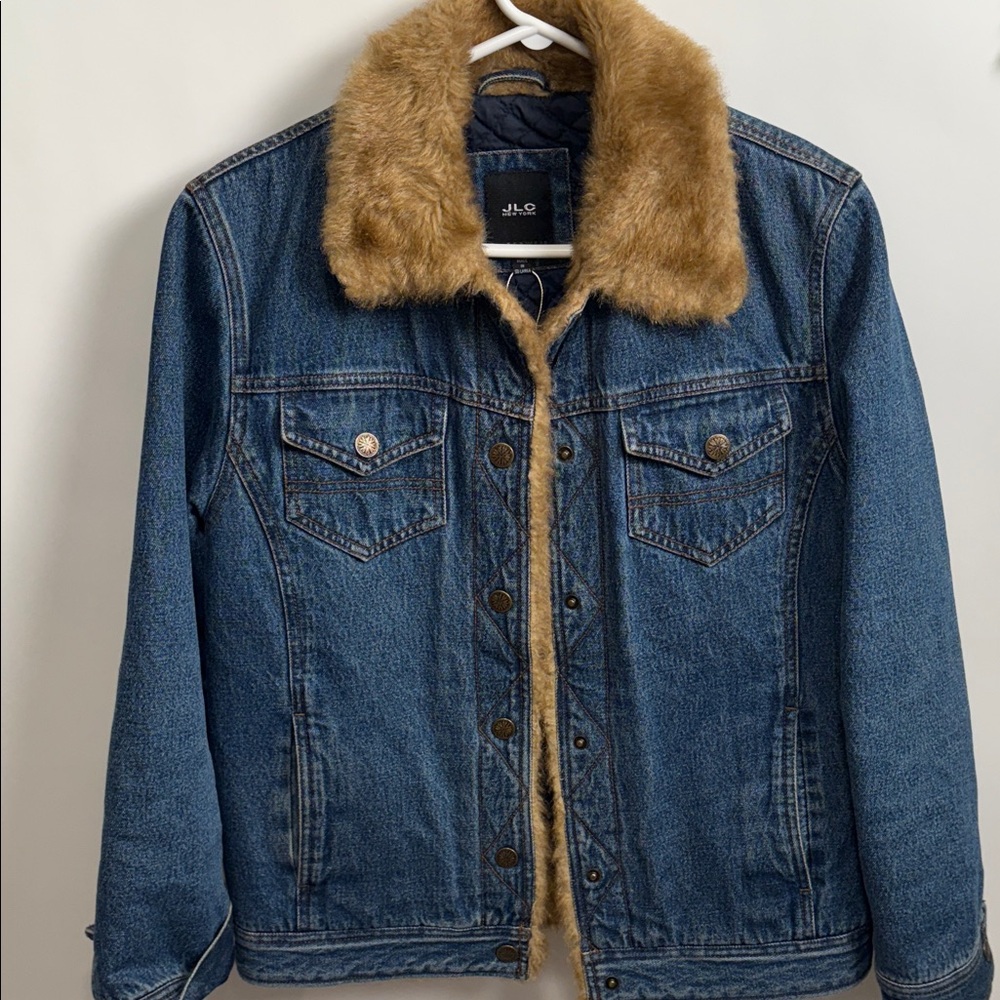 Classic Denim Jacket with Faux Fur Collar